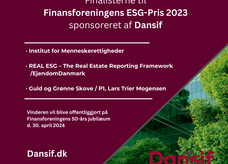 Finalisterne til Finansforeningens ESG-Pris 2023, sponsoreret af Dansif
